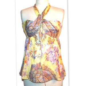 Shoshanna floral cotton halter top